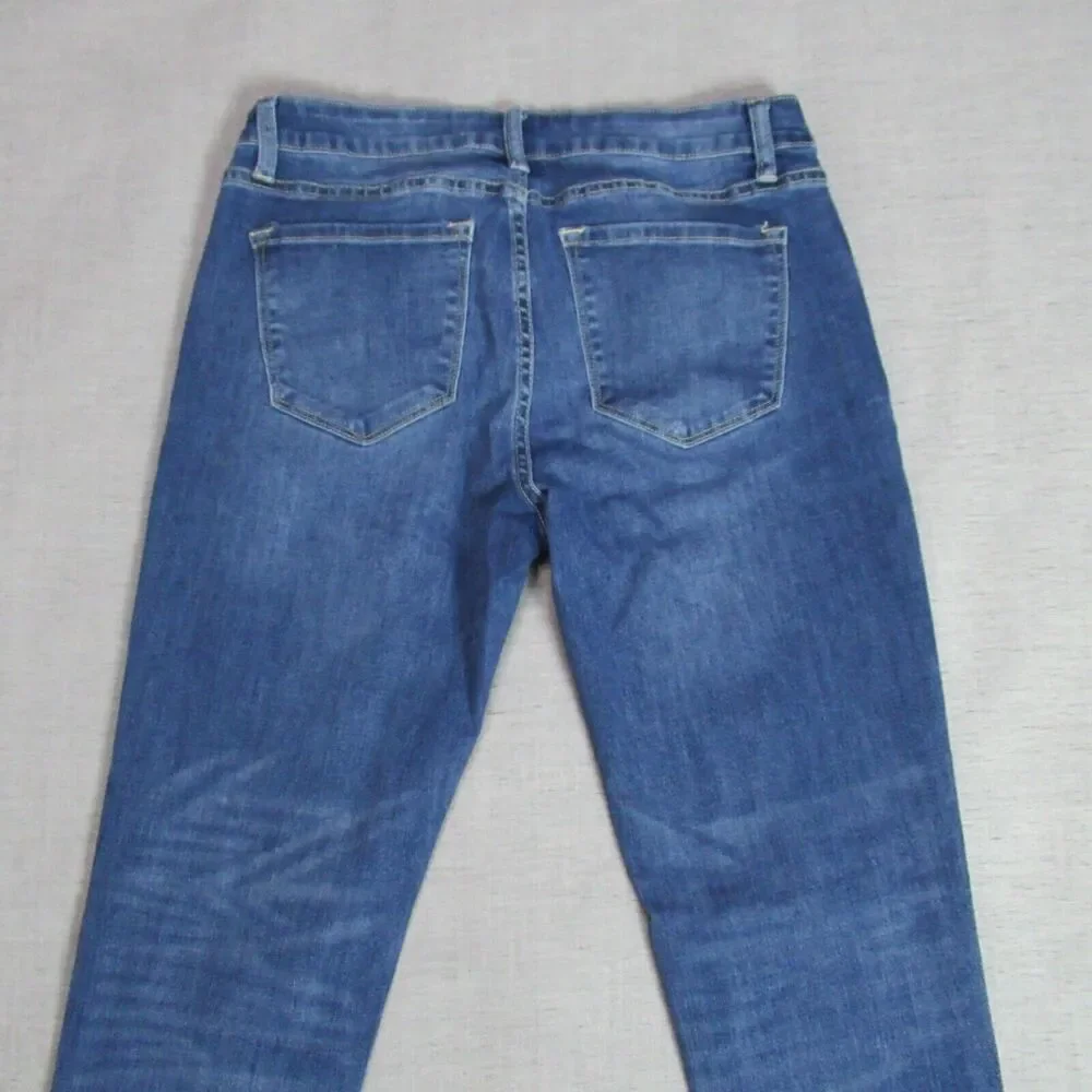 Kancan Jeans Womens Size 11 Blue Distressed Tapered Leg Denim Mid Rise Med Wash